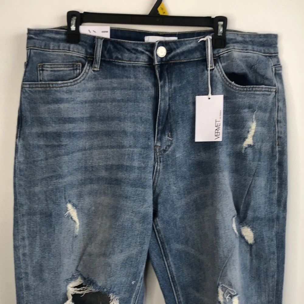 Vervet Distressed Boyfriend Ankle Blue Jeans - Picture 3 of 7